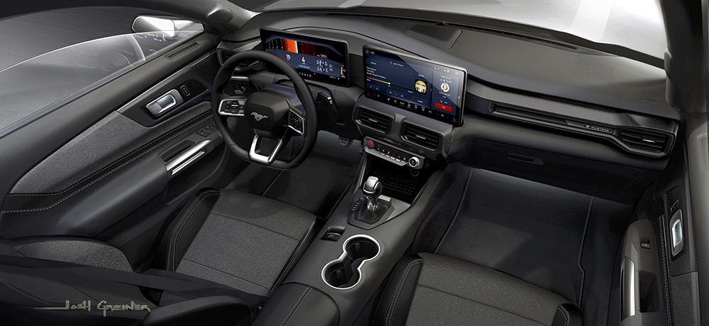 Base Mustang interior with clean, functional cockpit layout