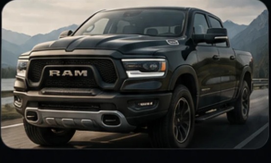 2019 RAM 1500 Rebel exterior on a mountain road