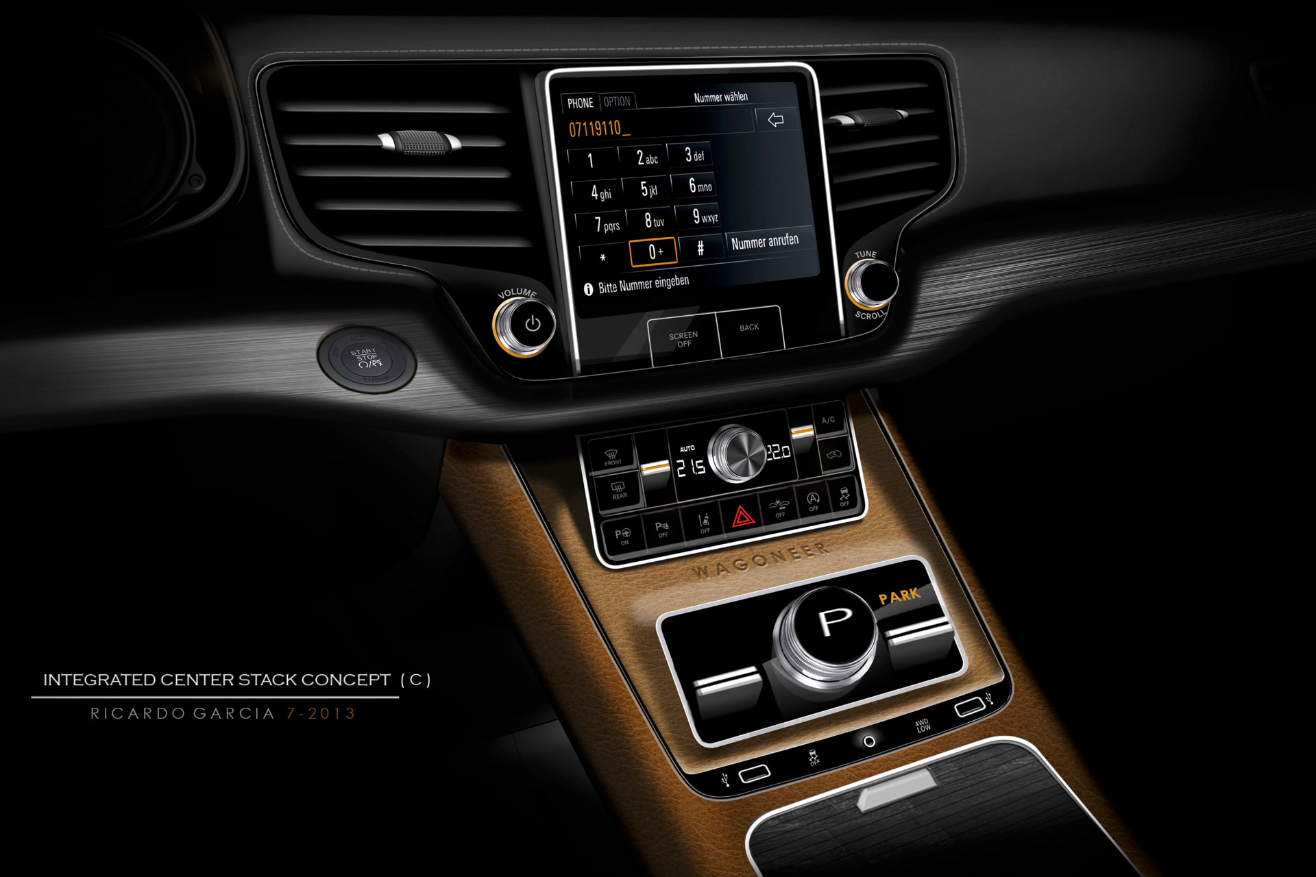 Wagoneer integrated center stack concept B alternate colorway with blue accents